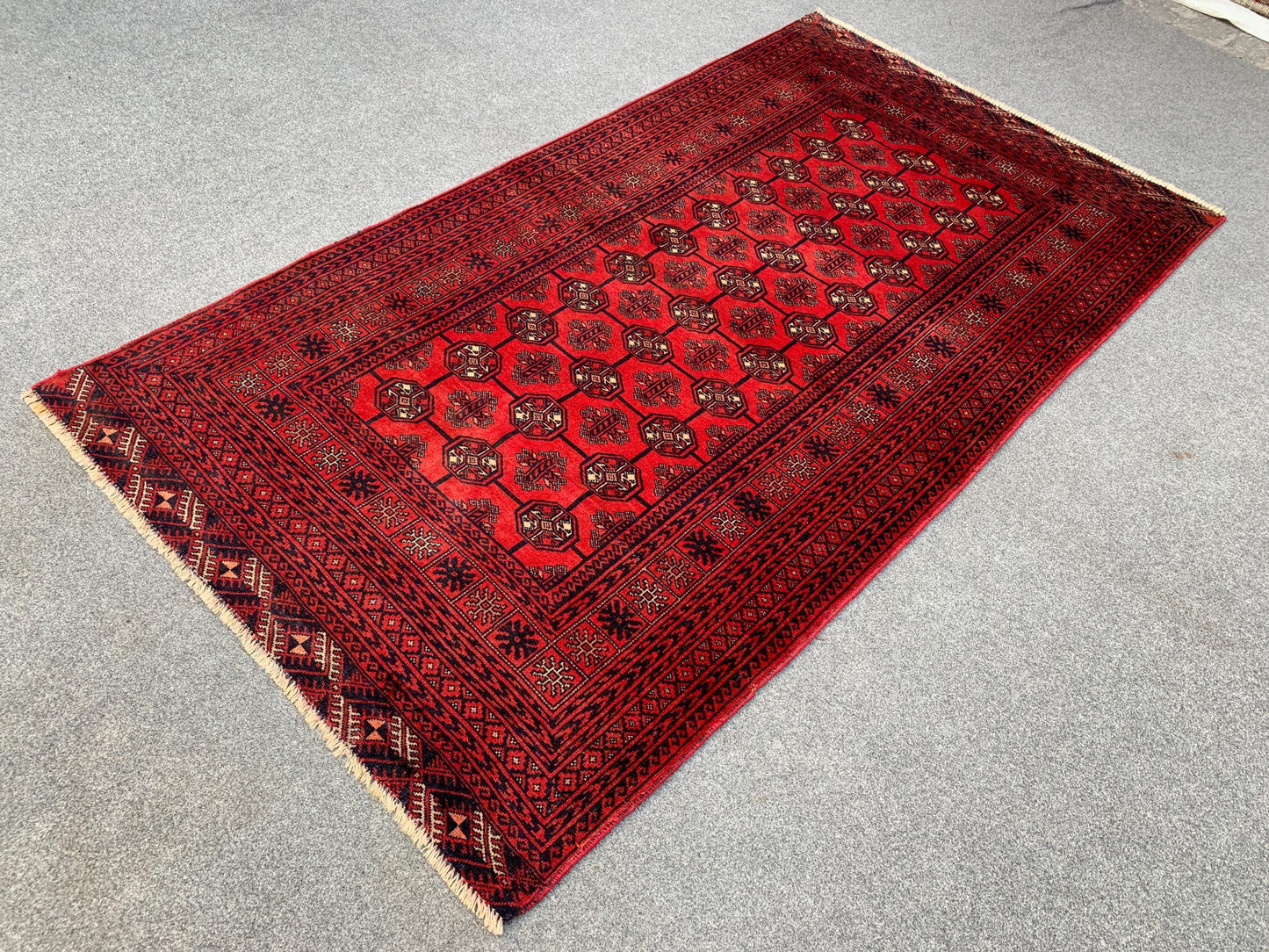 Famous Vintage Herati Rug 4x7 ft Red Baluchi Rug Afghan Handmade Rug. Mowri design Rug Oriental Wool Rug Tribal Rug Living Room Bedroom Rug.