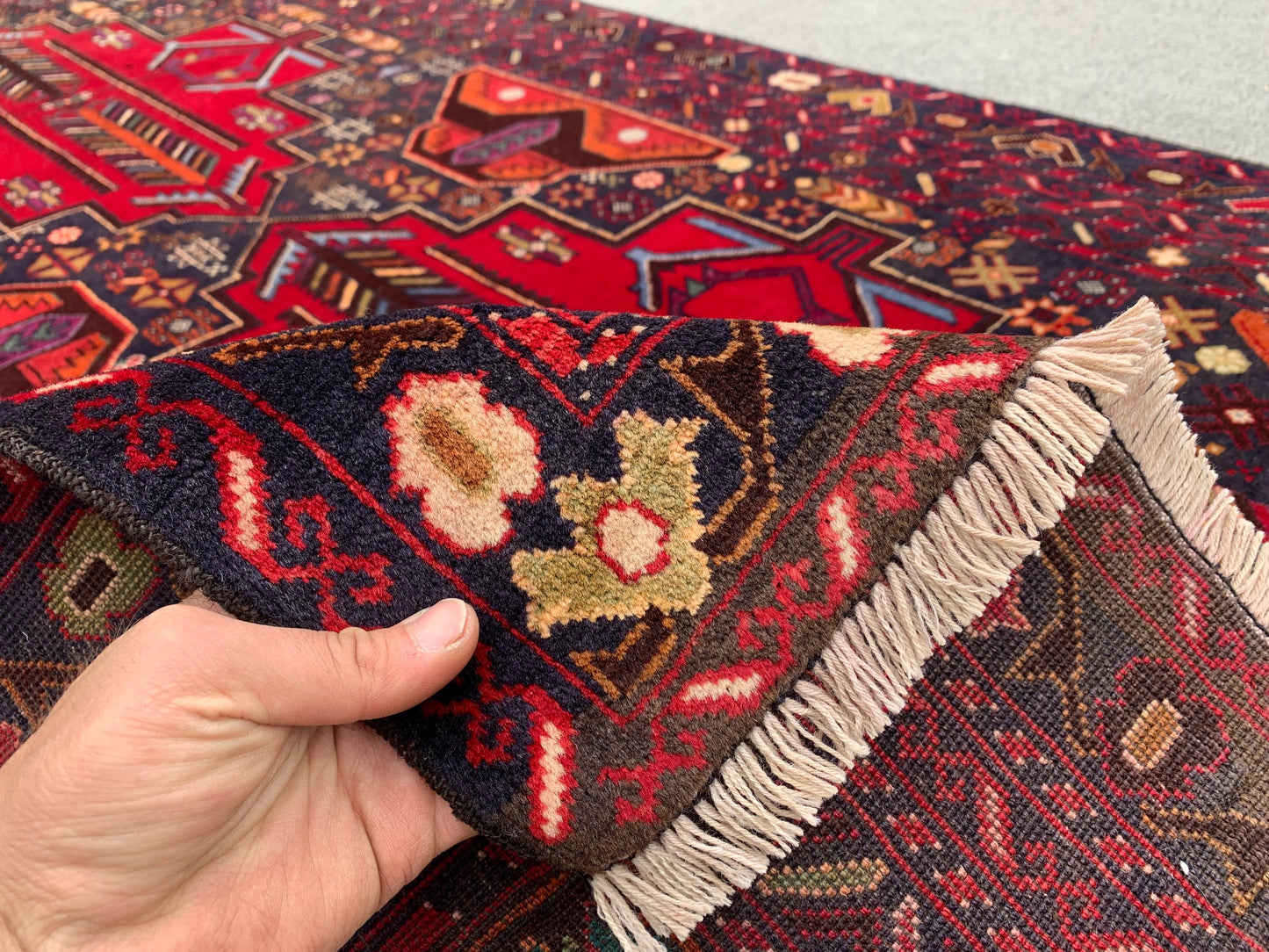 Vintage Baluchi Rug 4x6 ft Hand Knotted Wool Rug. Geometric Area Rug, Afghan Tribal Rug, One of a kind Herati Rug, Living Room Bedroom Rug.