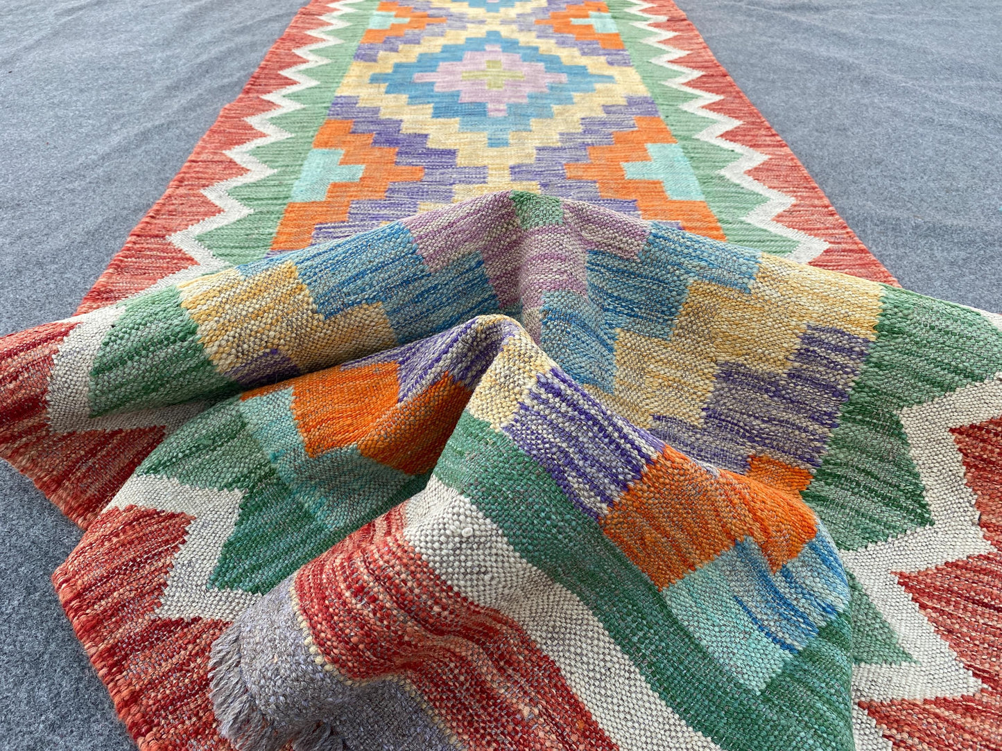 Maimana Runner sumak Kilim Rug 3x13 ft Afghan Hand woven Kilim Rug, Geometric Kilim Rug, Modern Art Rug, Home Decor Rug, Hallway Runner Rug.