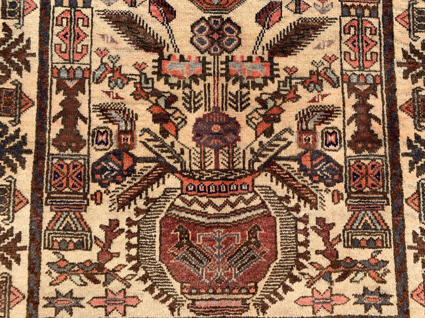 One of a kind Vintage Rug 3x4 ft Afghan Florals Rug, Turkmen Hand Knotted Wool Rug, Tribal Baluchi Rug, Antique Floral Rug Living Room Rug.