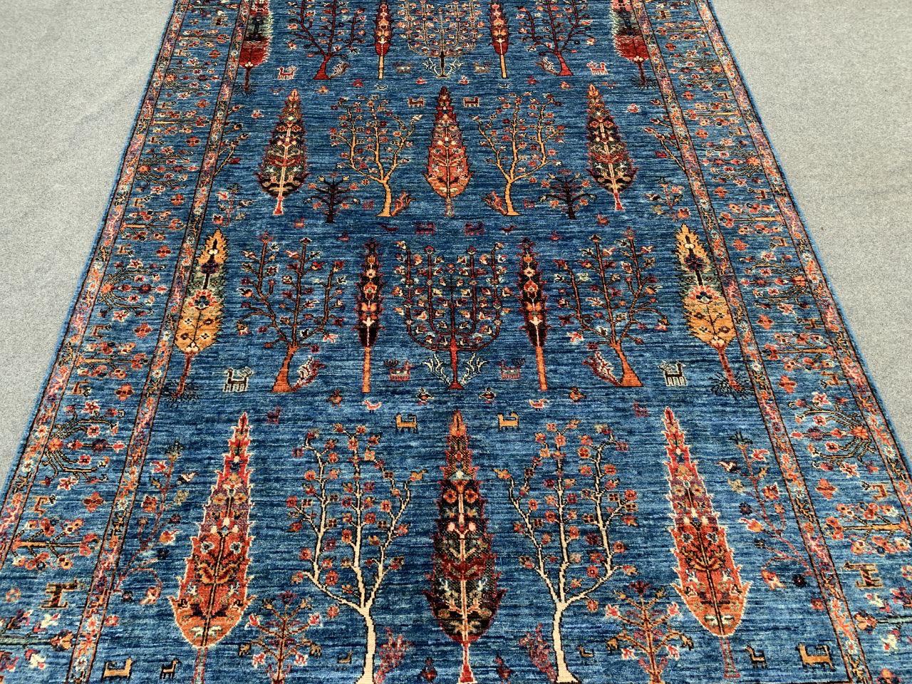 Afghan Tree of Life Wool Rug: 5.11 x 8.11 ft, Hand-Knotted Oriental Design