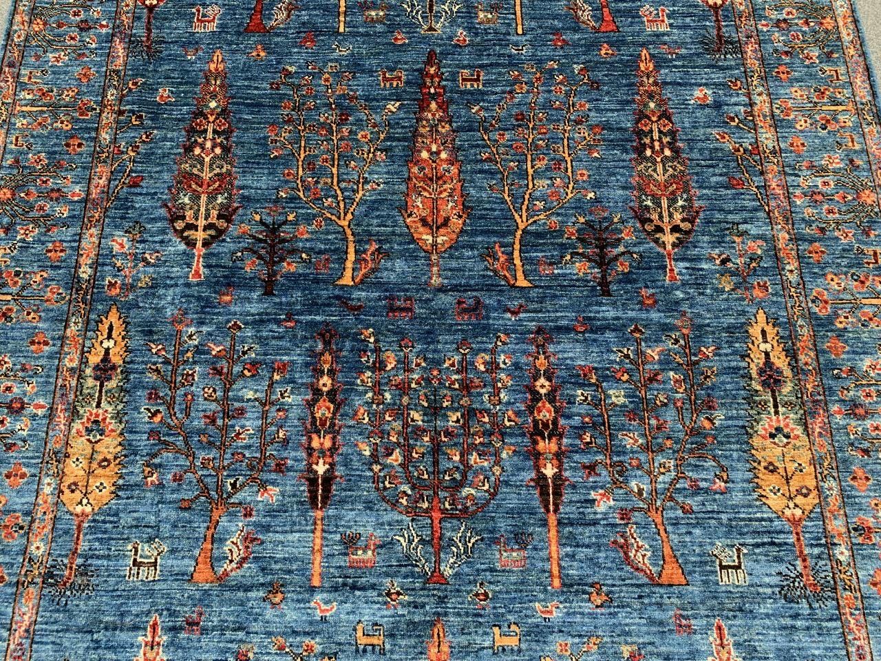 Afghan Tree of Life Wool Rug: 5.11 x 8.11 ft, Hand-Knotted Oriental Design