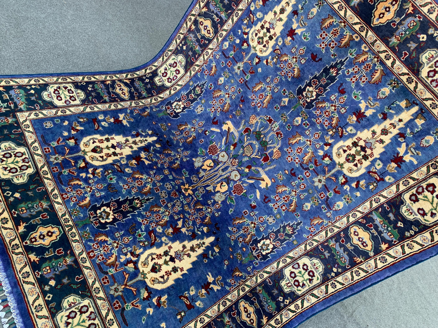 5x7 Ft Tree of life design Rug, Natural Hand Knotted Rug, Blue Afghan Rug, Good Pile Rug Oriental Wool Rug, Rugs for Bedroom Living Room Rug