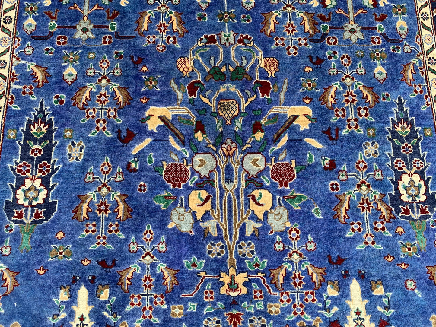 5x7 Ft Tree of life design Rug, Natural Hand Knotted Rug, Blue Afghan Rug, Good Pile Rug Oriental Wool Rug, Rugs for Bedroom Living Room Rug