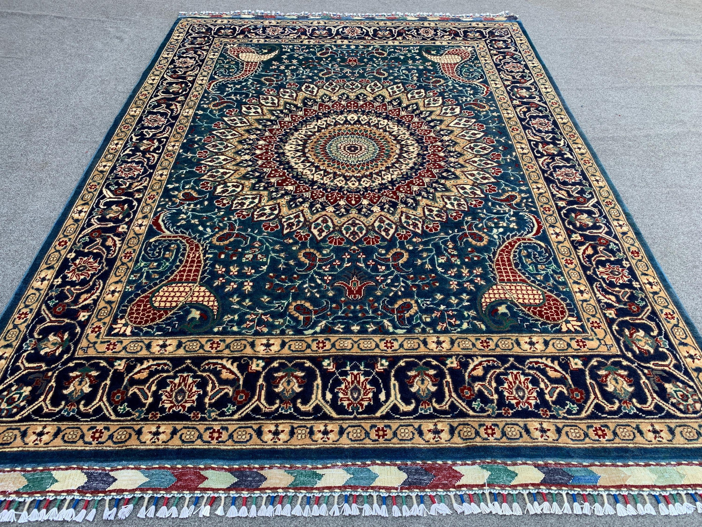 5x7 Ft Amazing Floral Rug, Natural Afghan Hand Knotted Rug, Geometric Area Rug, Good Pile Rug Oriental Wool Rug, Bedroom Rug Living Room Rug