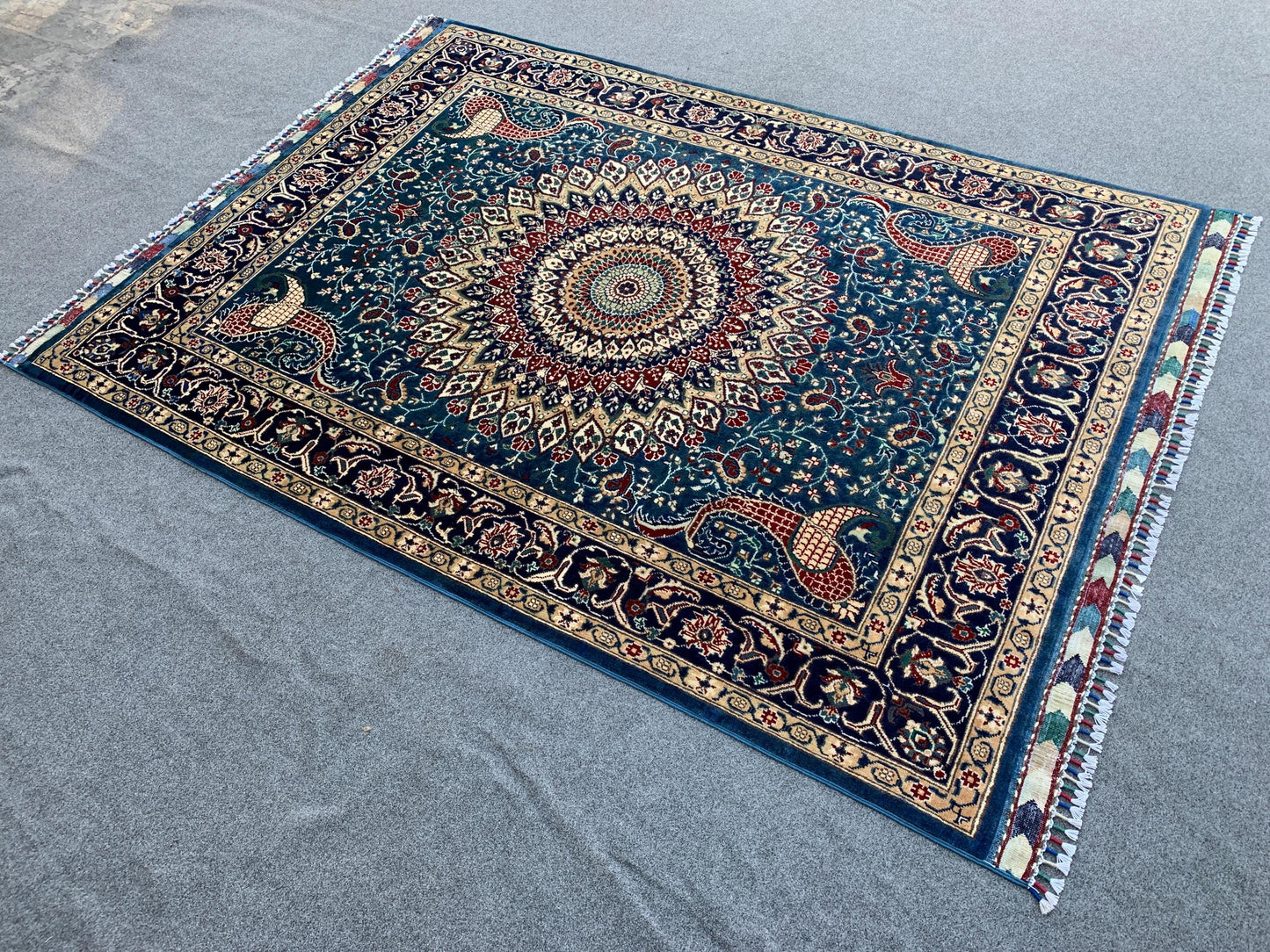 5x7 Ft Amazing Floral Rug, Natural Afghan Hand Knotted Rug, Geometric Area Rug, Good Pile Rug Oriental Wool Rug, Bedroom Rug Living Room Rug