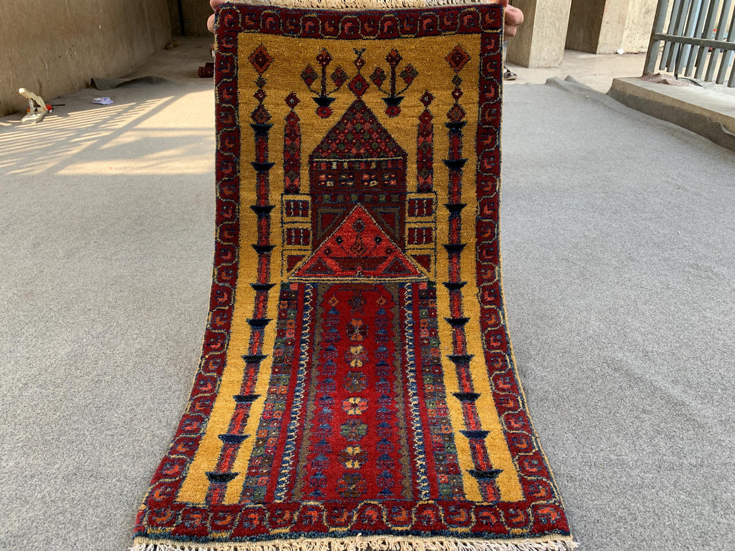 2x3 Ft Vintage Prayer Rug, Hand Knotted Prayer Rug, Afghan Prayer Rug, Oriental Wool Rug, High Pile Rug, Muslim Prayer Rug, Living Room Rug.