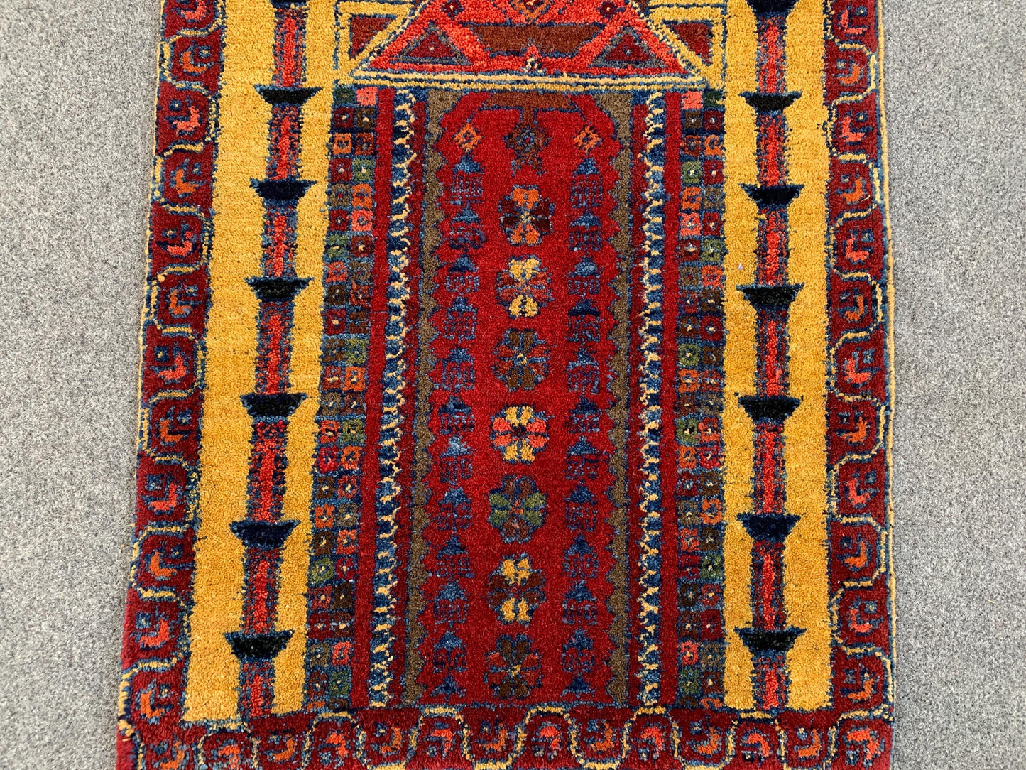 2x3 Ft Vintage Prayer Rug, Hand Knotted Prayer Rug, Afghan Prayer Rug, Oriental Wool Rug, High Pile Rug, Muslim Prayer Rug, Living Room Rug.