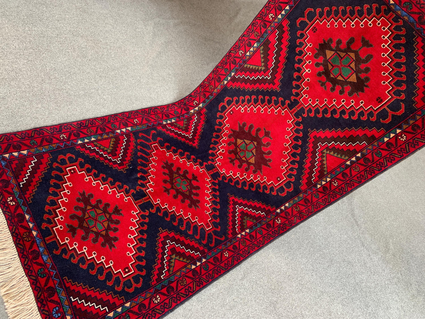 3x6 Ft Runner Rug, Natural Hand Knotted Afghan Rug, Geometric Area Rug High Pile Rug, High Quality Rug Oriental Wool Rug, Hallway Runner Rug
