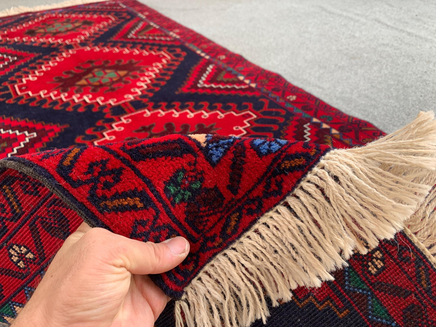 3x6 Ft Runner Rug, Natural Hand Knotted Afghan Rug, Geometric Area Rug High Pile Rug, High Quality Rug Oriental Wool Rug, Hallway Runner Rug