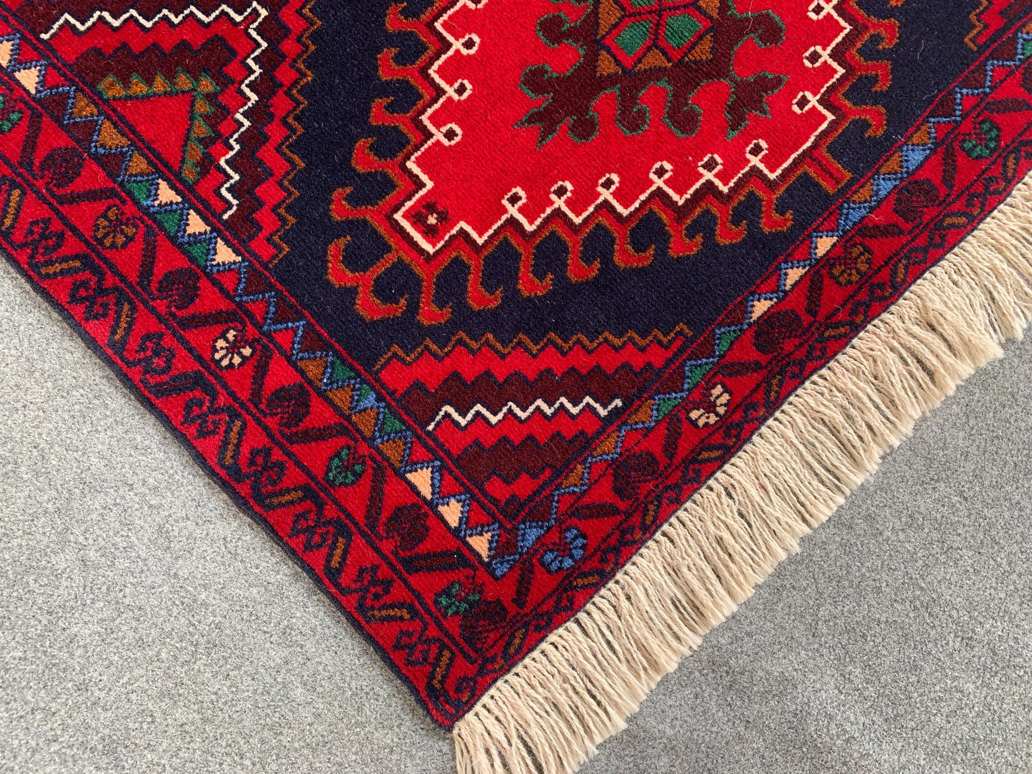 3x6 Ft Runner Rug, Natural Hand Knotted Afghan Rug, Geometric Area Rug High Pile Rug, High Quality Rug Oriental Wool Rug, Hallway Runner Rug