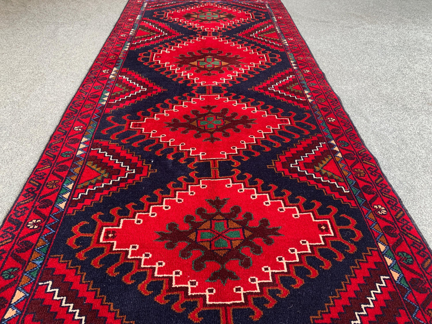 3x6 Ft Runner Rug, Natural Hand Knotted Afghan Rug, Geometric Area Rug High Pile Rug, High Quality Rug Oriental Wool Rug, Hallway Runner Rug