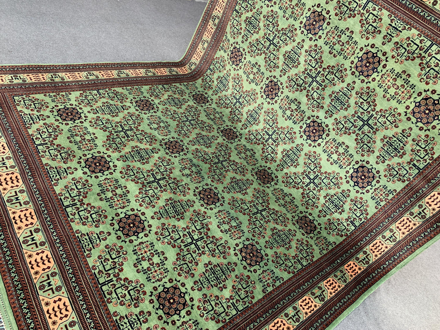 8x12 Ft Large Afghan Bukhara Rug, Natural Hand Knotted Wool Rug, High Quality Bukhara Rug, Turkmen Oriental Rug Dining Room Living Room Rug.