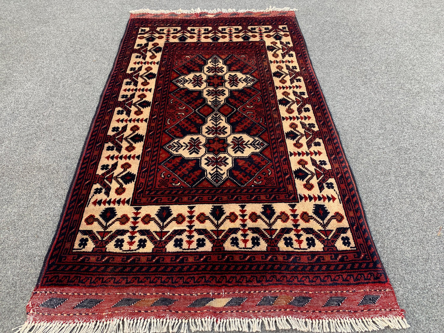 2x4 Ft Small Afghan Rug, Afghan Handmade Wool Rug, Geometric Area Rug, Small Oriental Rug, Tribal Rug, Small Gift Rug, Bedroom Hallway Rug.