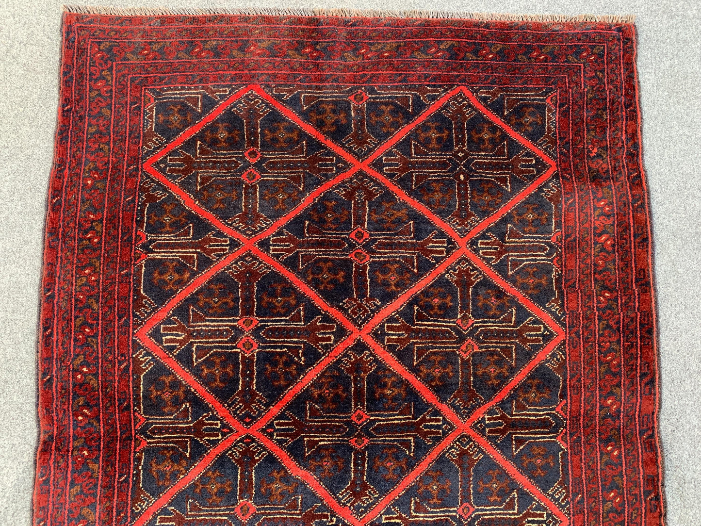 3x5 Ft Vintage Afghan Rug, Hand Knotted Wool Rug, Khal Muhammadi design Rug, Geometric Area Rug, Home Decor Rug, Rugs for Bedroom Office Rug