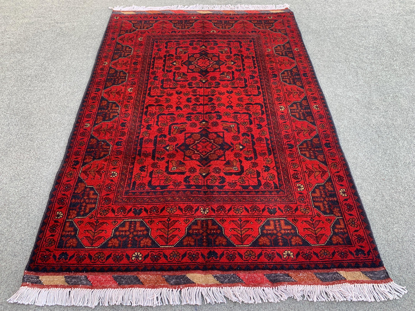 3x5 Ft Afghan Bukhara Rug, Turkmen Hand Knotted Wool Rug, Khal Muhammadi design Rug, Oriental Rug, Home Decor Rug, Bedroom Rug, Office Rug.