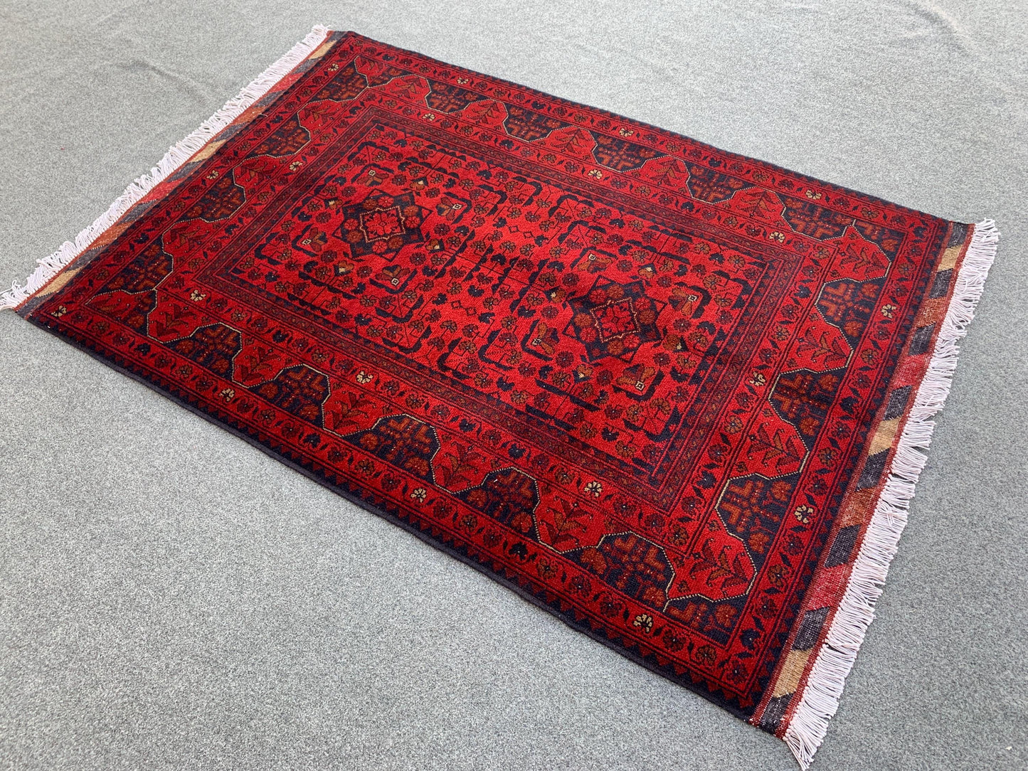 3x5 Ft Afghan Bukhara Rug, Turkmen Hand Knotted Wool Rug, Khal Muhammadi design Rug, Oriental Rug, Home Decor Rug, Bedroom Rug, Office Rug.
