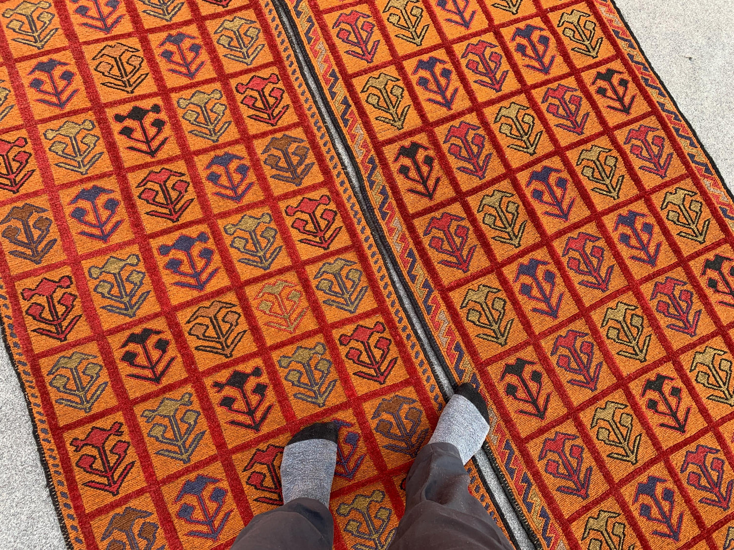Set of 2 Piece Rug, 3x12 Ft Runner kilim Rug, Afghan Nokar Runner Rug, Handmade Wool Rug, Checkered design Rug, Bedroom Hallway Runner Rug.
