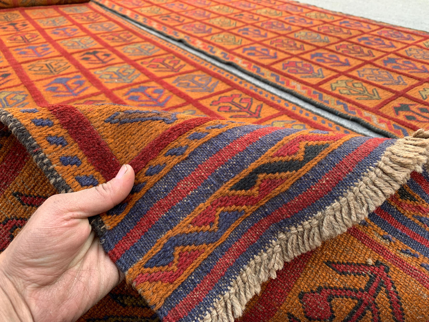 Set of 2 Piece Rug, 3x12 Ft Runner kilim Rug, Afghan Nokar Runner Rug, Handmade Wool Rug, Checkered design Rug, Bedroom Hallway Runner Rug.