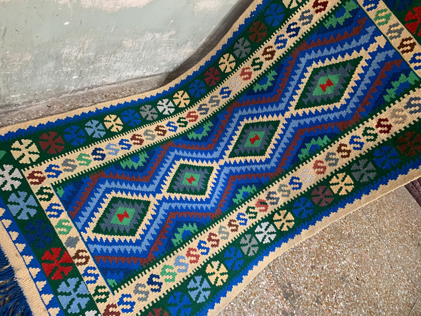 Chobi design kilim Runner Rug, Afghan Handmade kilim Rug, Geometric Wool kilim Rug, Turkmen Tribal Rug, Oriental Rug, Hallway Rug 3x7 Ft