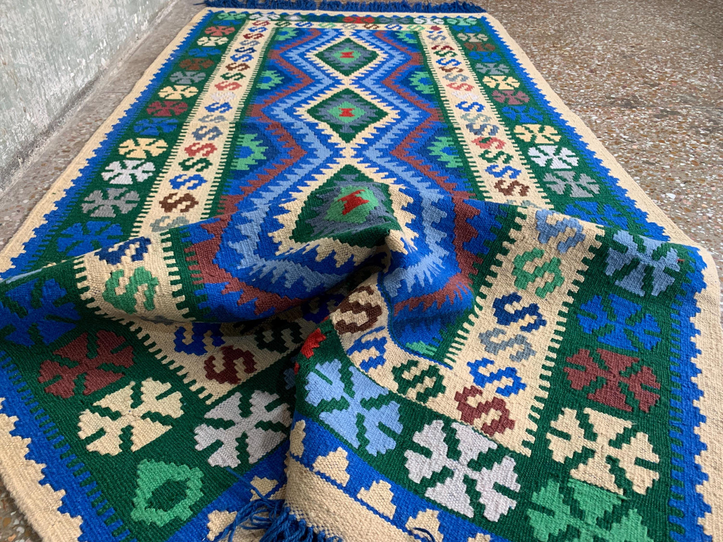Chobi design kilim Runner Rug, Afghan Handmade kilim Rug, Geometric Wool kilim Rug, Turkmen Tribal Rug, Oriental Rug, Hallway Rug 3x7 Ft