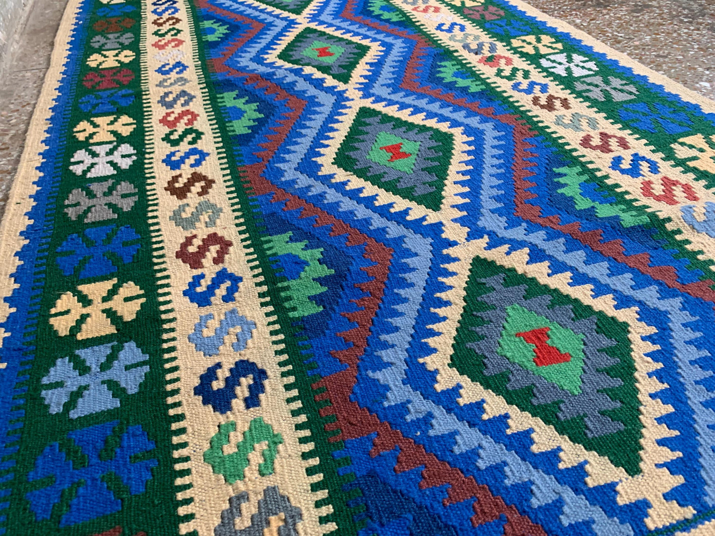 Chobi design kilim Runner Rug, Afghan Handmade kilim Rug, Geometric Wool kilim Rug, Turkmen Tribal Rug, Oriental Rug, Hallway Rug 3x7 Ft