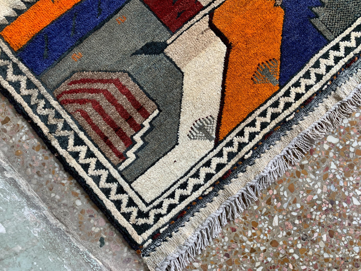 One of a kind Antique Pictorial Rug, Afghan Handmade Wool Rug, Minar Heart Area Rug, Vintage Oriental Rug, Best for Kids Room Rug 3x4 Ft
