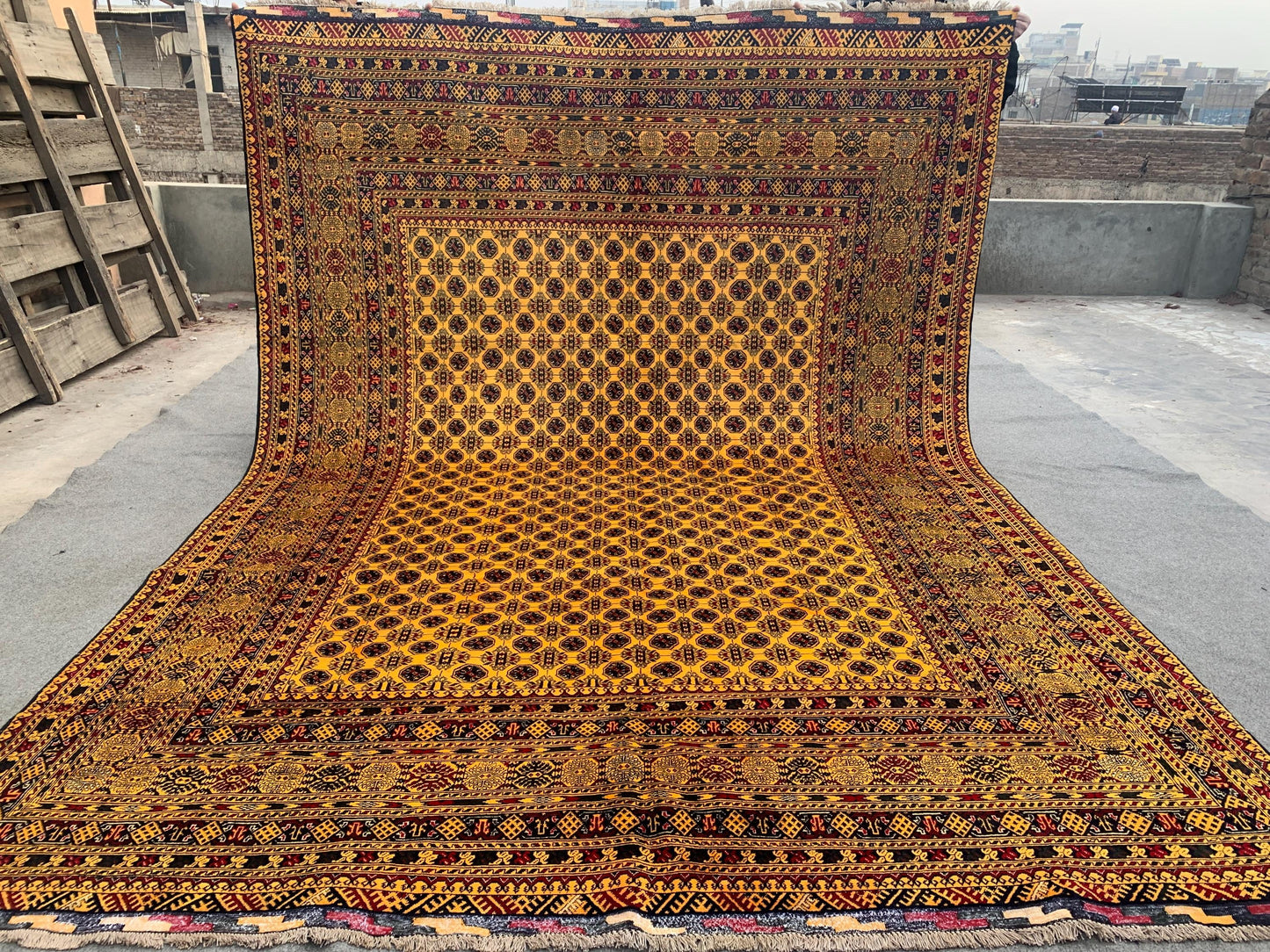 Amazing Large Yellow Rug, 8x11 Afghan Hand Knotted Wool Rug, High Quality Rug, Mowri design Rug, Good Pile Rug, Dining Room Living Room Rug.