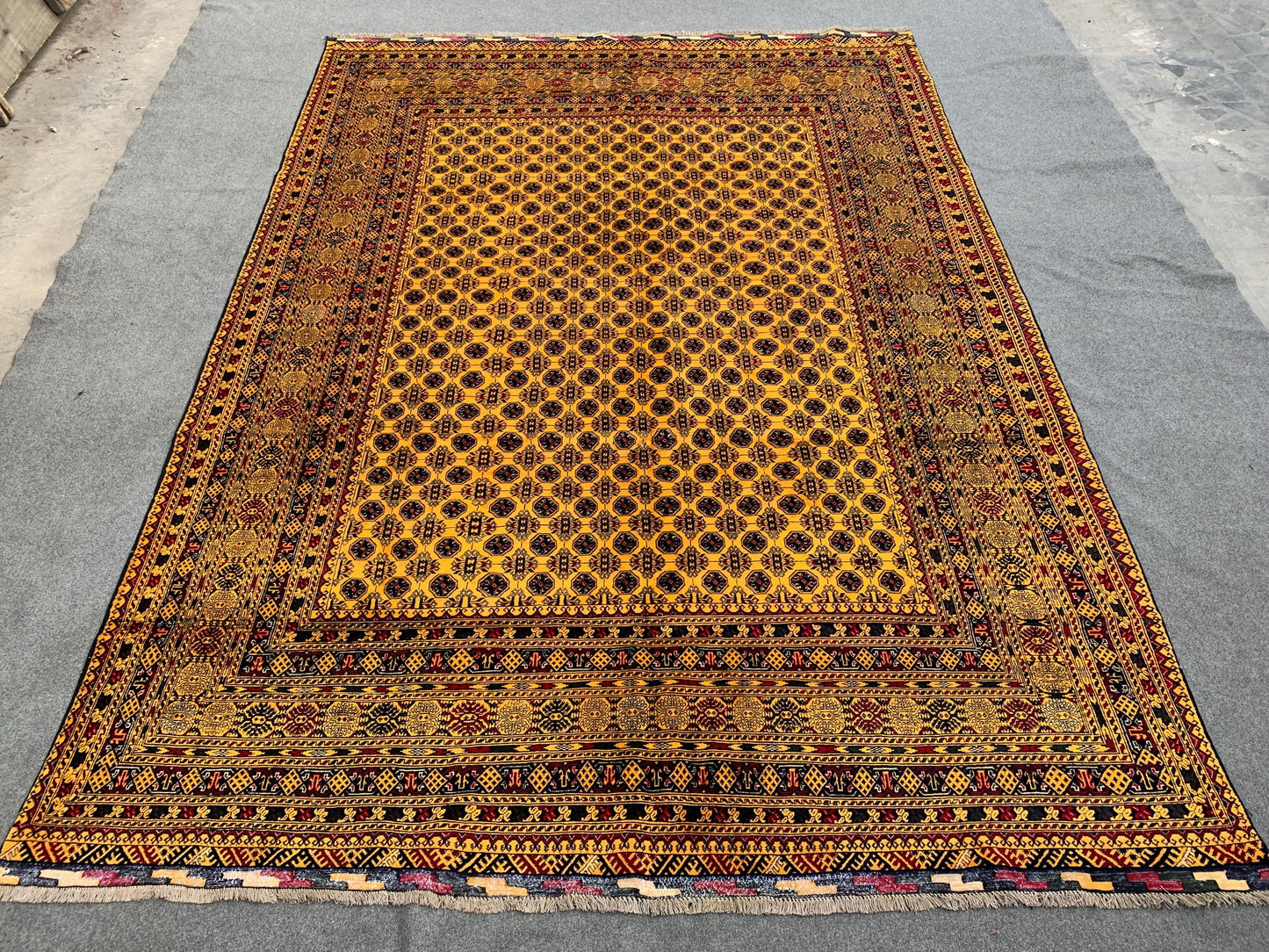 Amazing Large Yellow Rug, 8x11 Afghan Hand Knotted Wool Rug, High Quality Rug, Mowri design Rug, Good Pile Rug, Dining Room Living Room Rug.