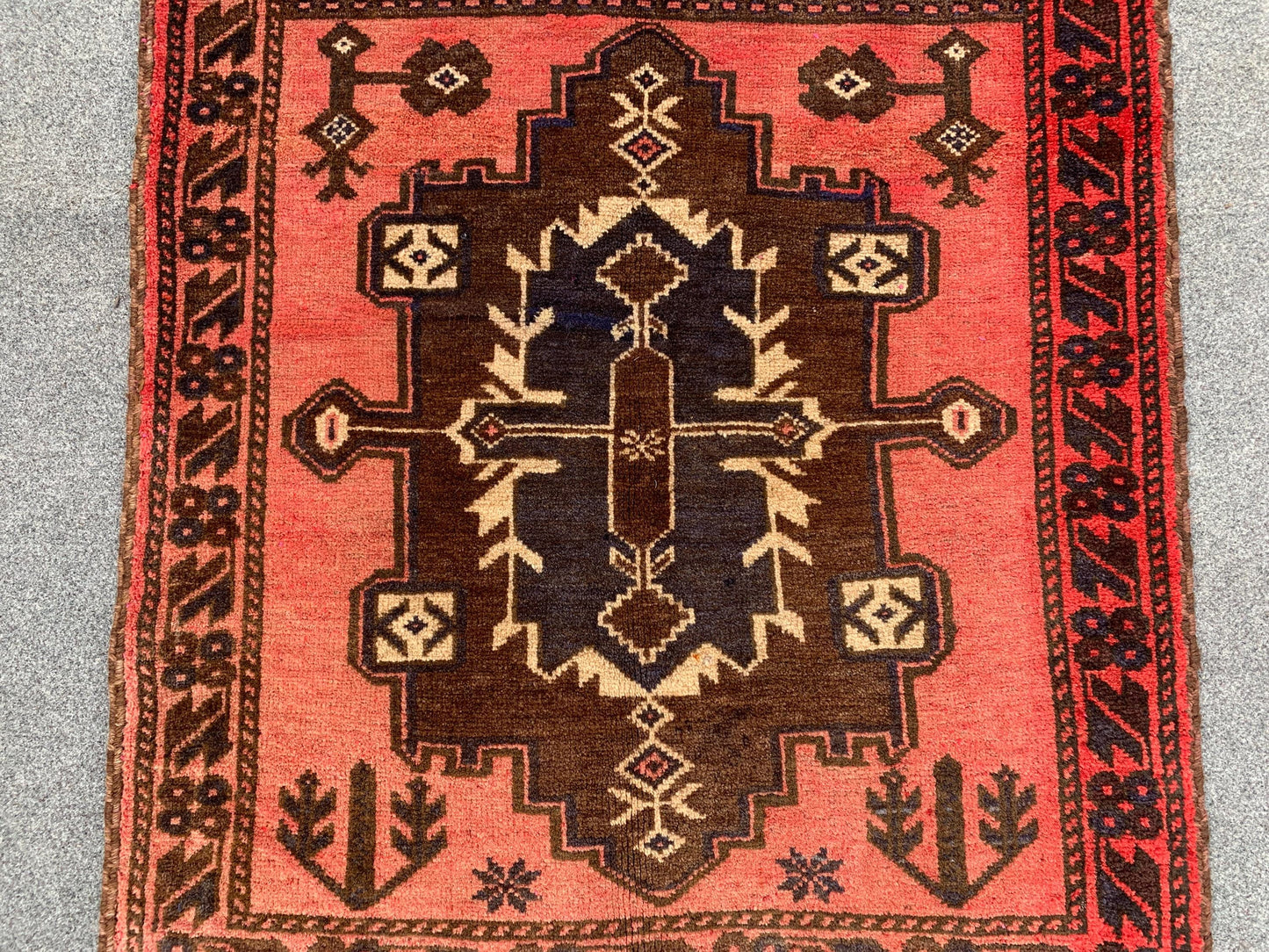 Vintage Prayer Rug 3x4 Natural Hand Knotted Afghan Prayer Rug, Oriental Wool Rug, Muslim Prayer Rug, Turkmen Prayer Rug, Geometric Area Rug.