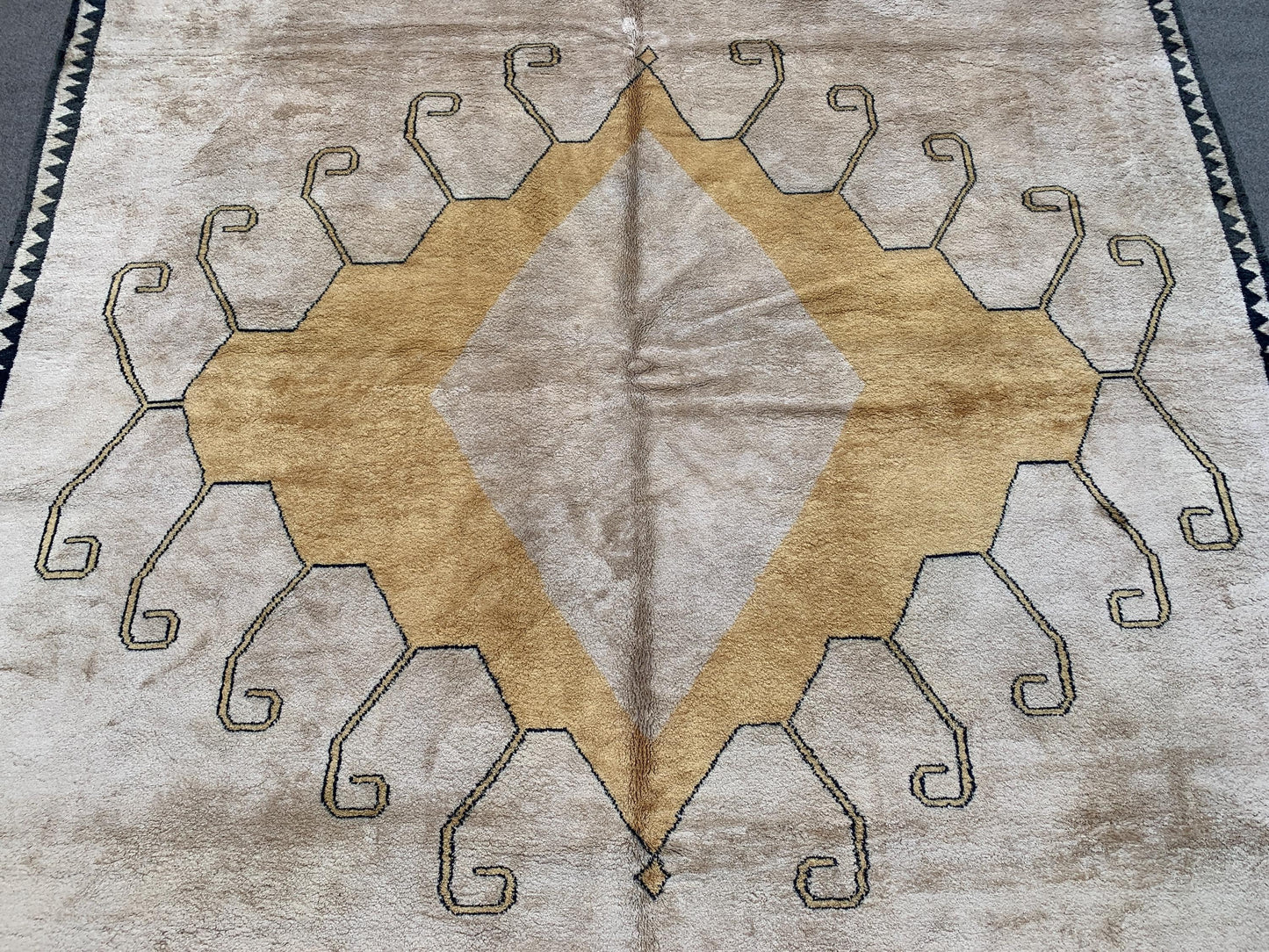 Beige Yellow Silk Rug 6x8 Ft Handmade Afghan Silk Rug, Geometric Area Rug, Turkmen Silk Rug, Soft Pile Rug, Rugs for Bedroom Living Room Rug