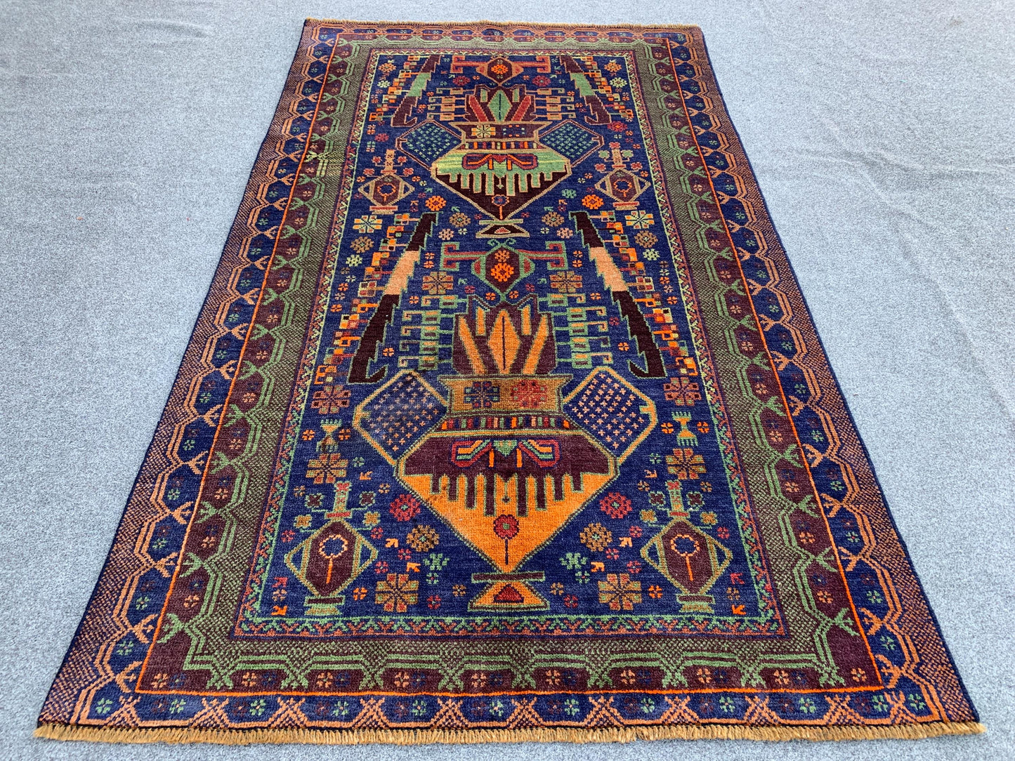 3x6 Ft Floral Vintage Rug, Natural Afghan Hand Knotted Rug, Herat Baluchi Rug, Oriental Wool Rug, One of a kind Rug, Bedroom Rug Hallway Rug