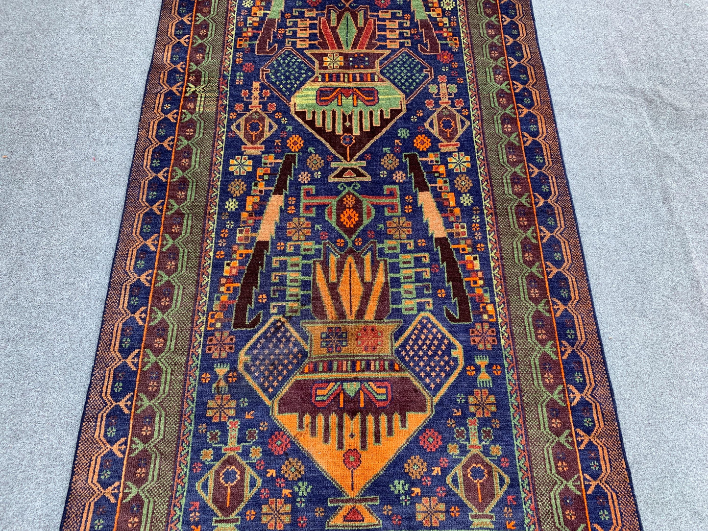 3x6 Ft Floral Vintage Rug, Natural Afghan Hand Knotted Rug, Herat Baluchi Rug, Oriental Wool Rug, One of a kind Rug, Bedroom Rug Hallway Rug