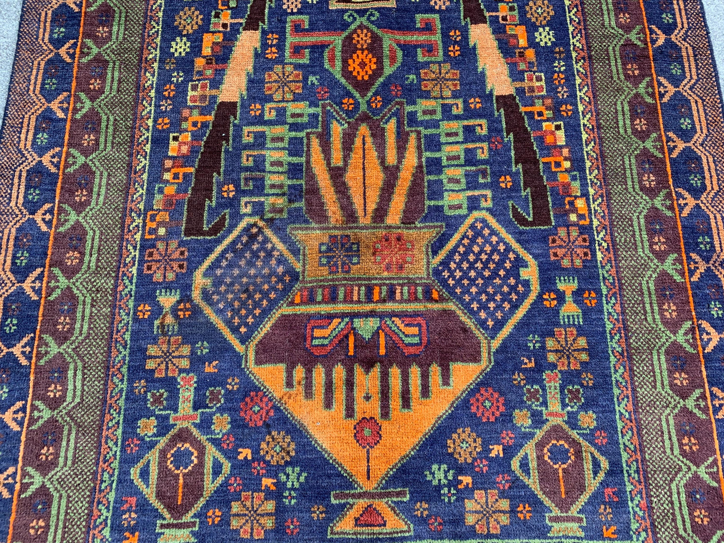 3x6 Ft Floral Vintage Rug, Natural Afghan Hand Knotted Rug, Herat Baluchi Rug, Oriental Wool Rug, One of a kind Rug, Bedroom Rug Hallway Rug
