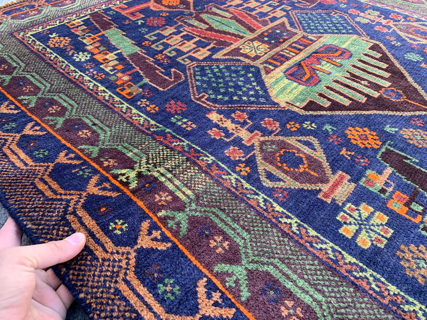 3x6 Ft Floral Vintage Rug, Natural Afghan Hand Knotted Rug, Herat Baluchi Rug, Oriental Wool Rug, One of a kind Rug, Bedroom Rug Hallway Rug