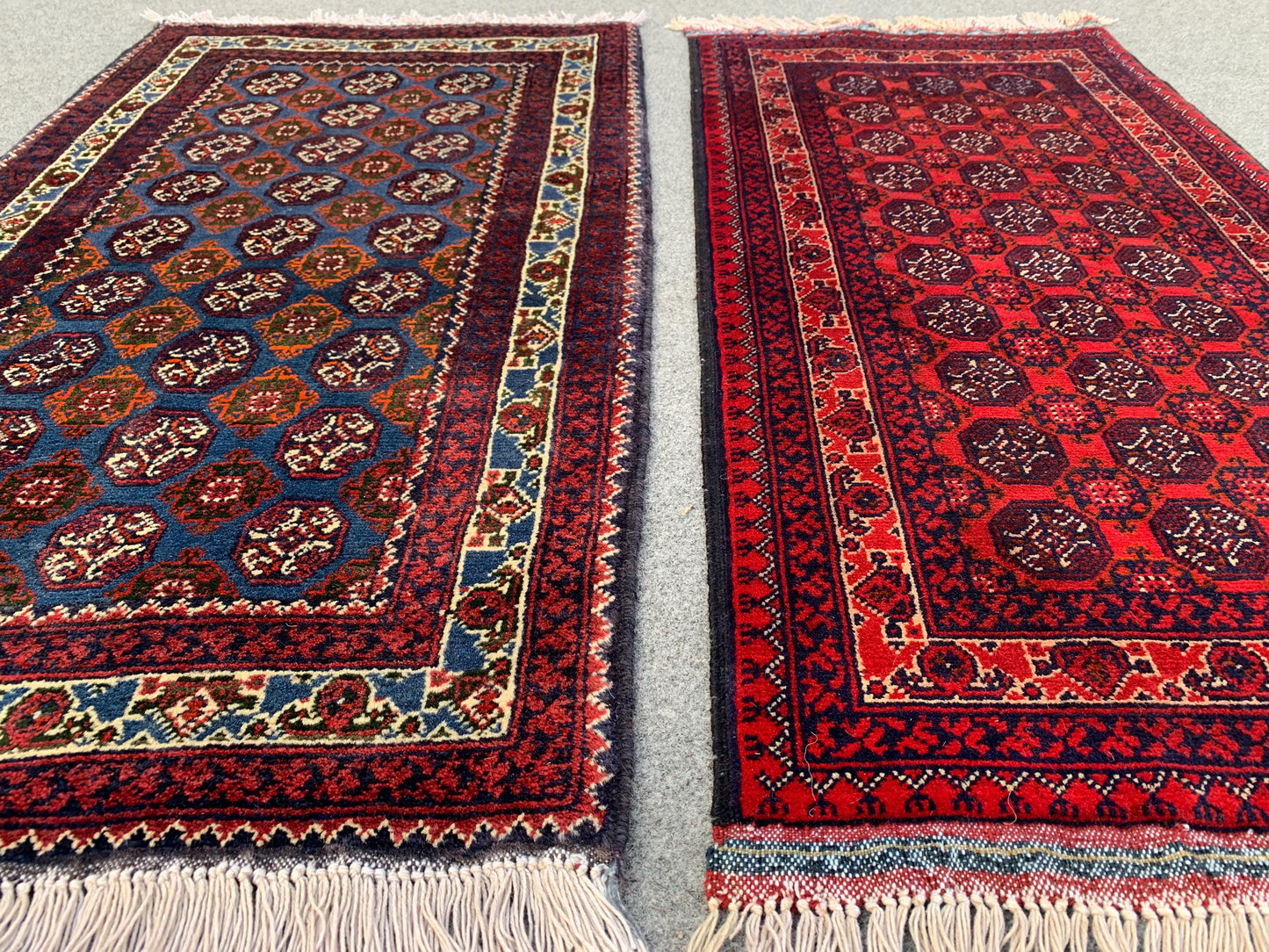 2x3 Ft Small Afghan Rug, Hand knotted Wool Rug, Khoja Roshni Rug Red Blue Rug, Small 2 Piece Rug, Oriental Rug, Rugs for Kitchen Hallway Rug