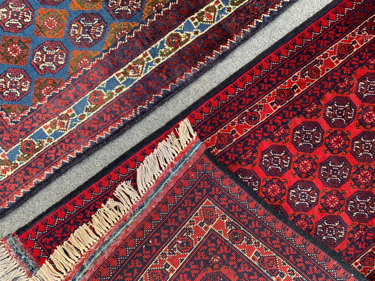 2x3 Ft Small Afghan Rug, Hand knotted Wool Rug, Khoja Roshni Rug Red Blue Rug, Small 2 Piece Rug, Oriental Rug, Rugs for Kitchen Hallway Rug