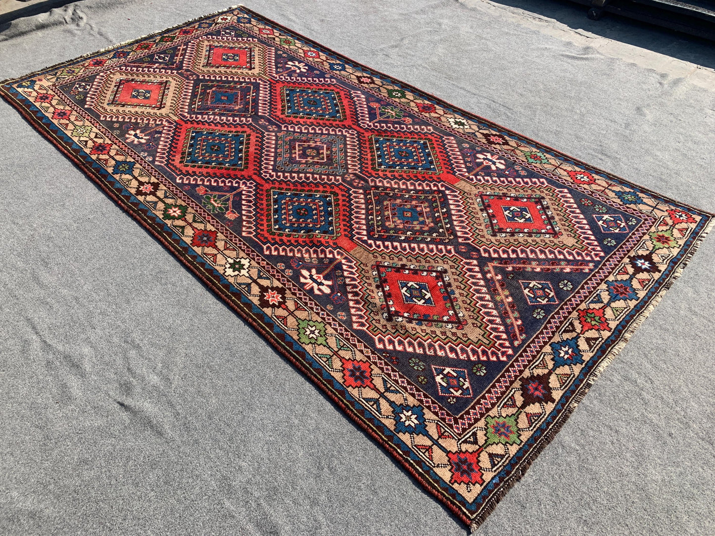 5x9 Ft Amazing Antique Rug, Afghan Handmade Wool Rug, Caucasian design Rug, Geometric Area Rug, Oriental Wool Rug, Bedroom Living Room Rug.