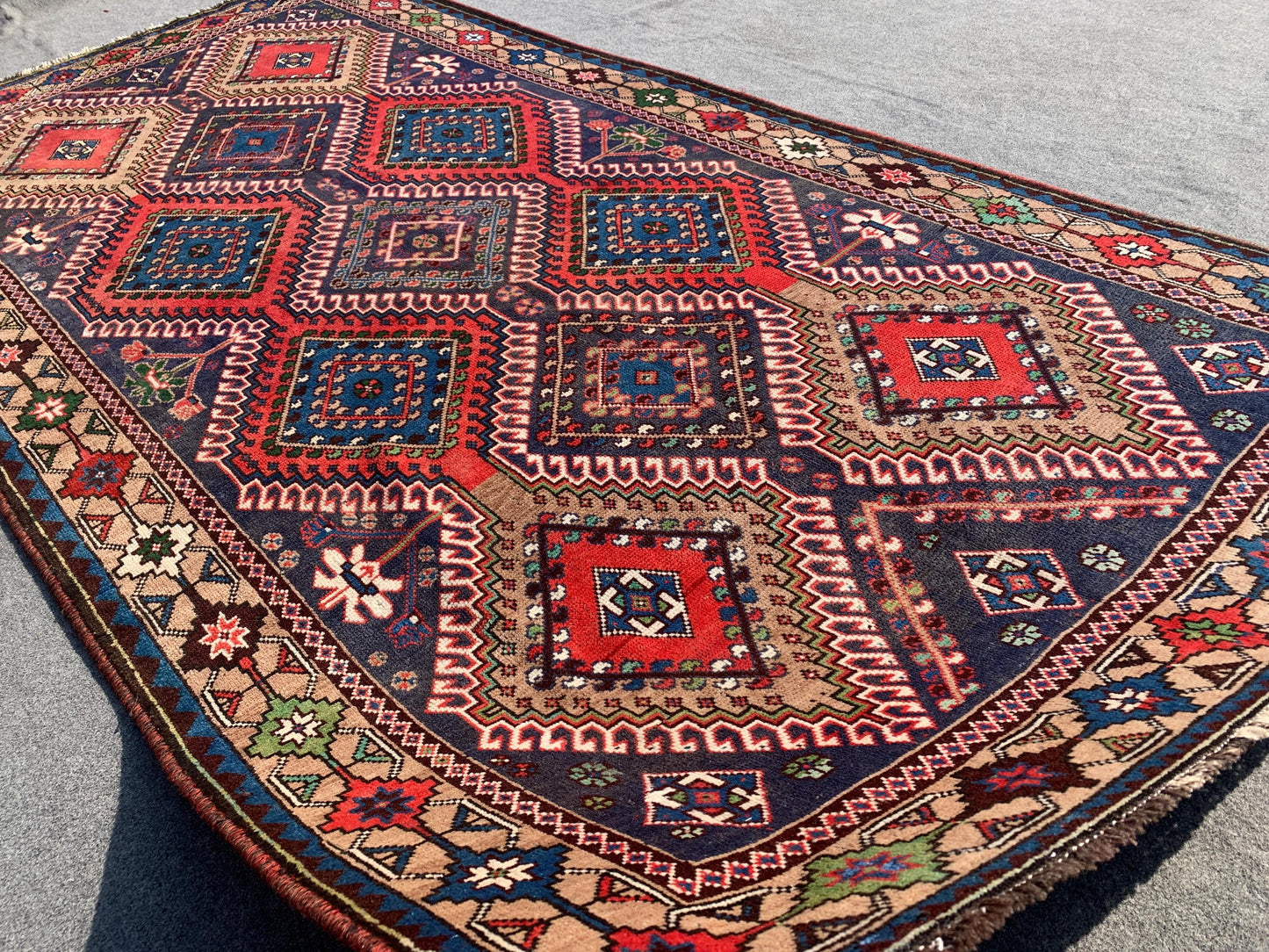 5x9 Ft Amazing Antique Rug, Afghan Handmade Wool Rug, Caucasian design Rug, Geometric Area Rug, Oriental Wool Rug, Bedroom Living Room Rug.