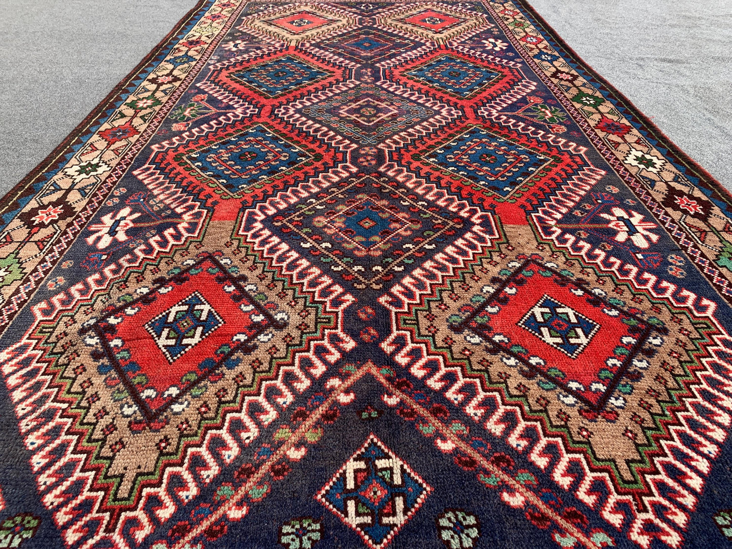 5x9 Ft Amazing Antique Rug, Afghan Handmade Wool Rug, Caucasian design Rug, Geometric Area Rug, Oriental Wool Rug, Bedroom Living Room Rug.