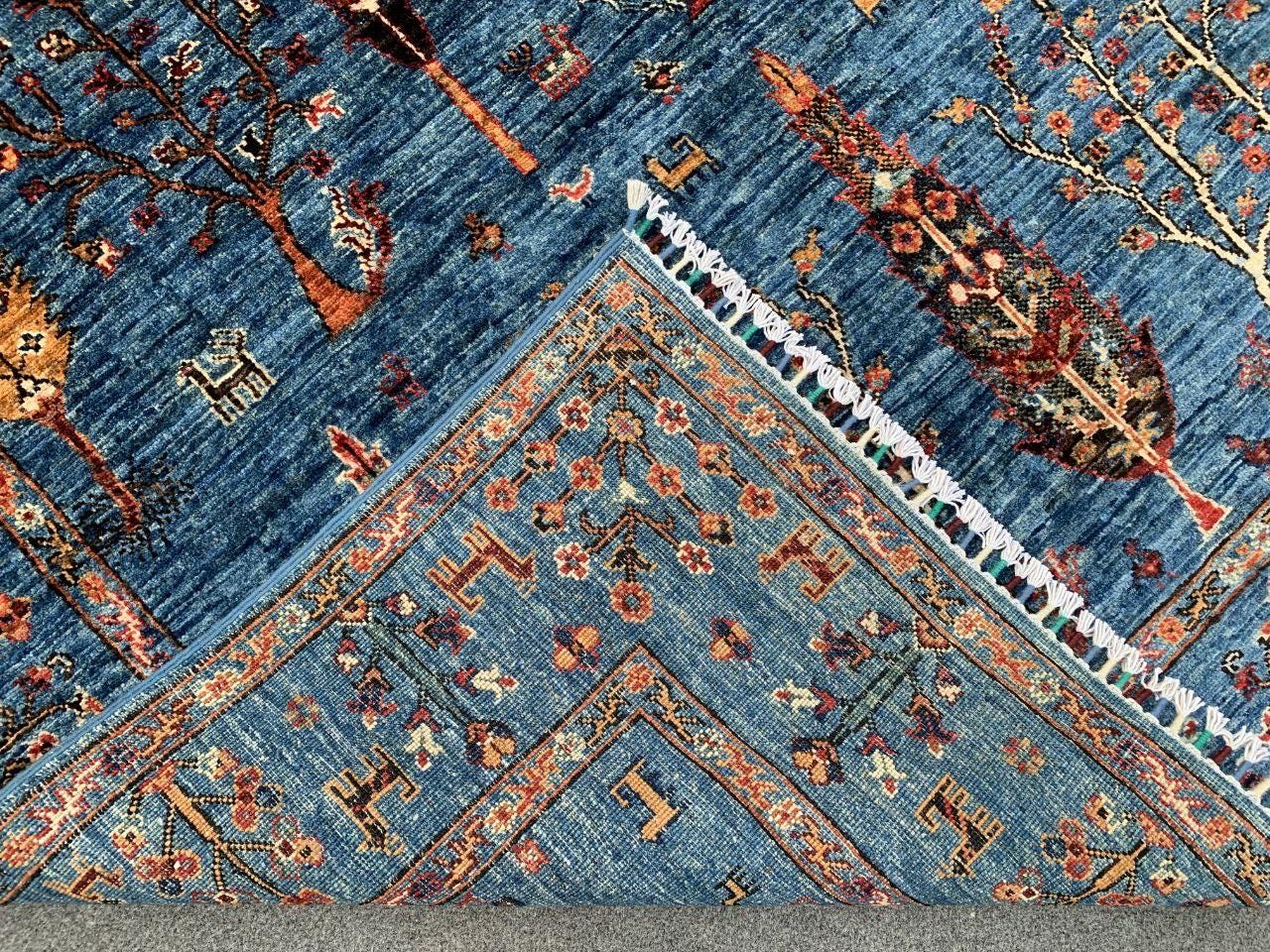 Afghan Tree of Life Wool Rug: 5.11 x 8.11 ft, Hand-Knotted Oriental Design