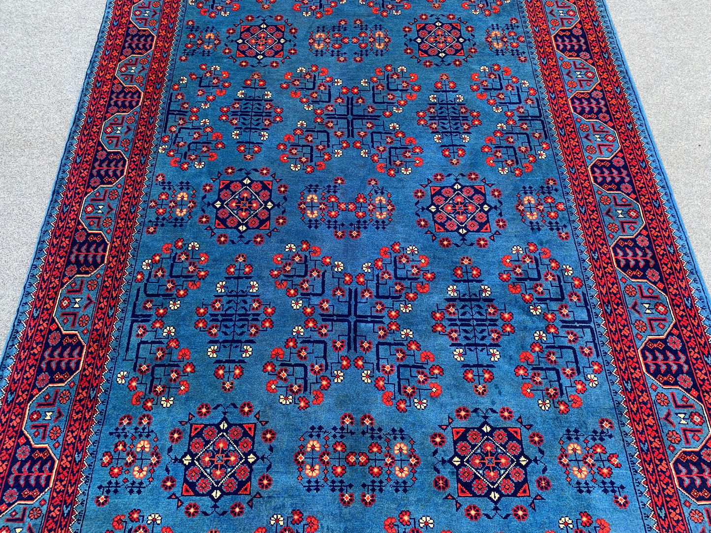 Amazing Bukhara Rug 5x8 Natural Handmade Afghan Rug, Fine Quality Rug, Good Pile Rug, Blue Red Rug, Best for Living Room Bedroom Office Rug,