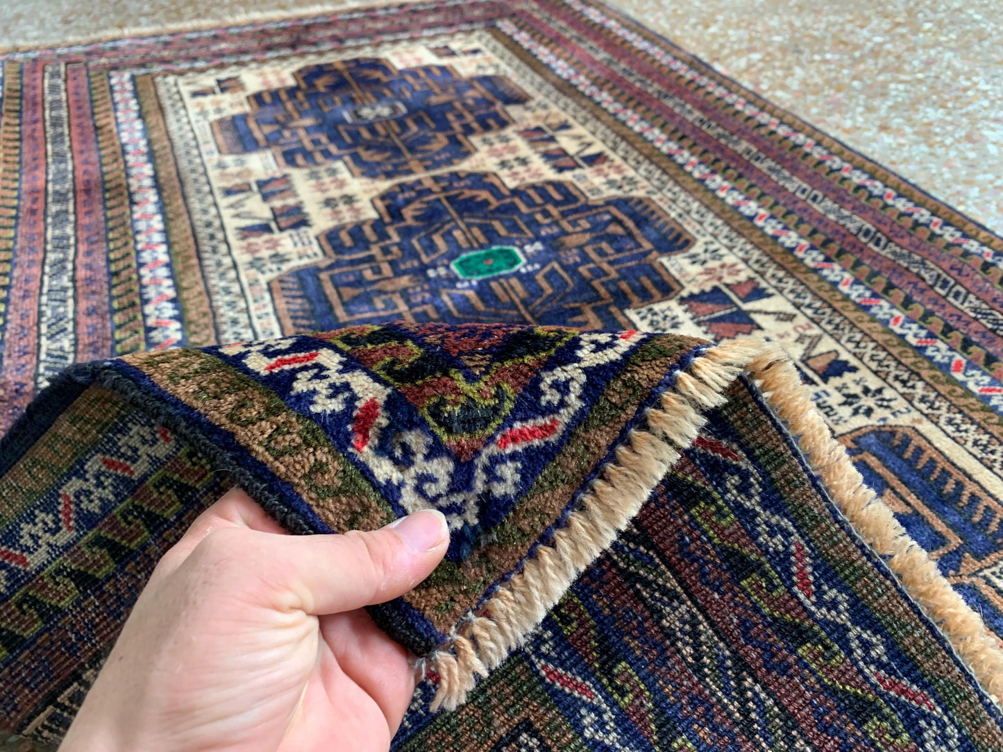 3x4 Ft Vintage Rug, Afghan Hand Knotted Rug, Geometric Area Rug, Baluchi Oriental Wool Rug, Best for Hallway Rug, Good Pile Rug, Bedroom Rug