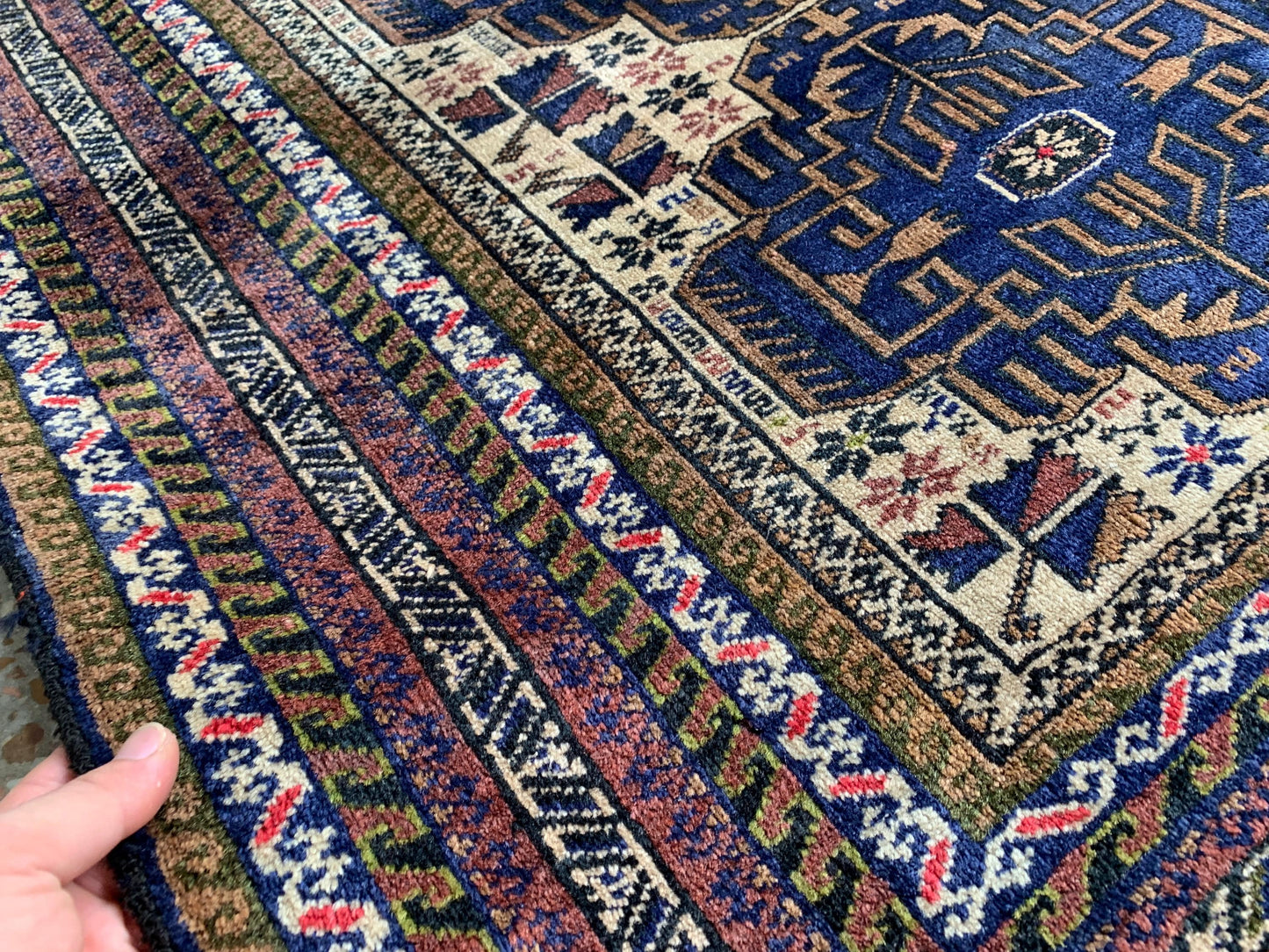3x4 Ft Vintage Rug, Afghan Hand Knotted Rug, Geometric Area Rug, Baluchi Oriental Wool Rug, Best for Hallway Rug, Good Pile Rug, Bedroom Rug