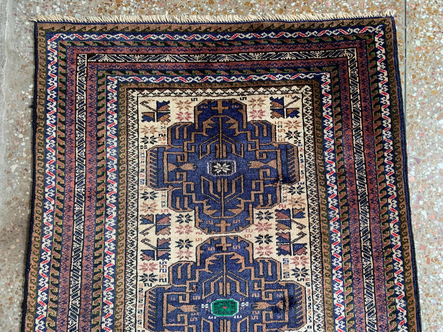 3x4 Ft Vintage Rug, Afghan Hand Knotted Rug, Geometric Area Rug, Baluchi Oriental Wool Rug, Best for Hallway Rug, Good Pile Rug, Bedroom Rug