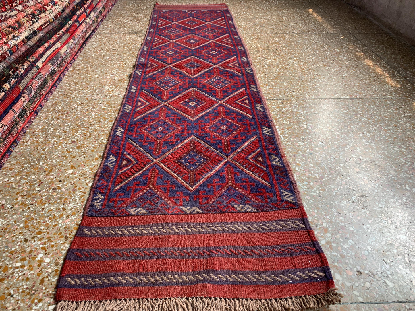 2x8 Ft Vintage Runner Rug, Afghan Hand Knotted Runner Rug, Mashwani Runner Rug, Geometric Area Rug, Oriental Wool Rug, Hallway Runner Rug.