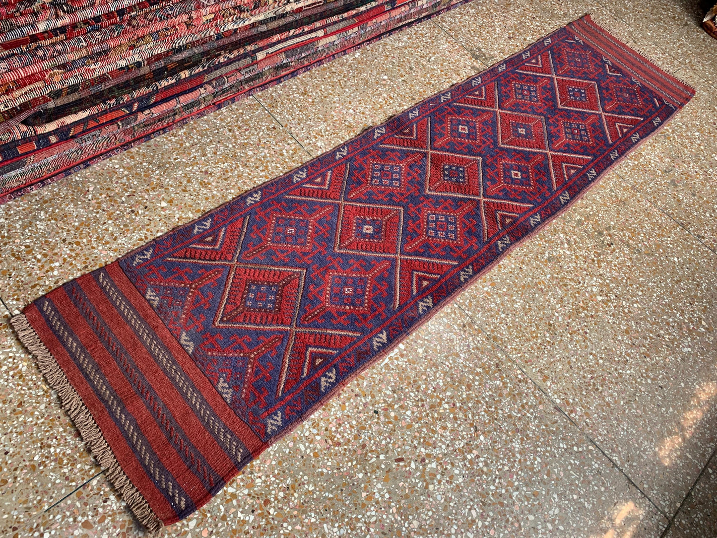2x8 Ft Vintage Runner Rug, Afghan Hand Knotted Runner Rug, Mashwani Runner Rug, Geometric Area Rug, Oriental Wool Rug, Hallway Runner Rug.
