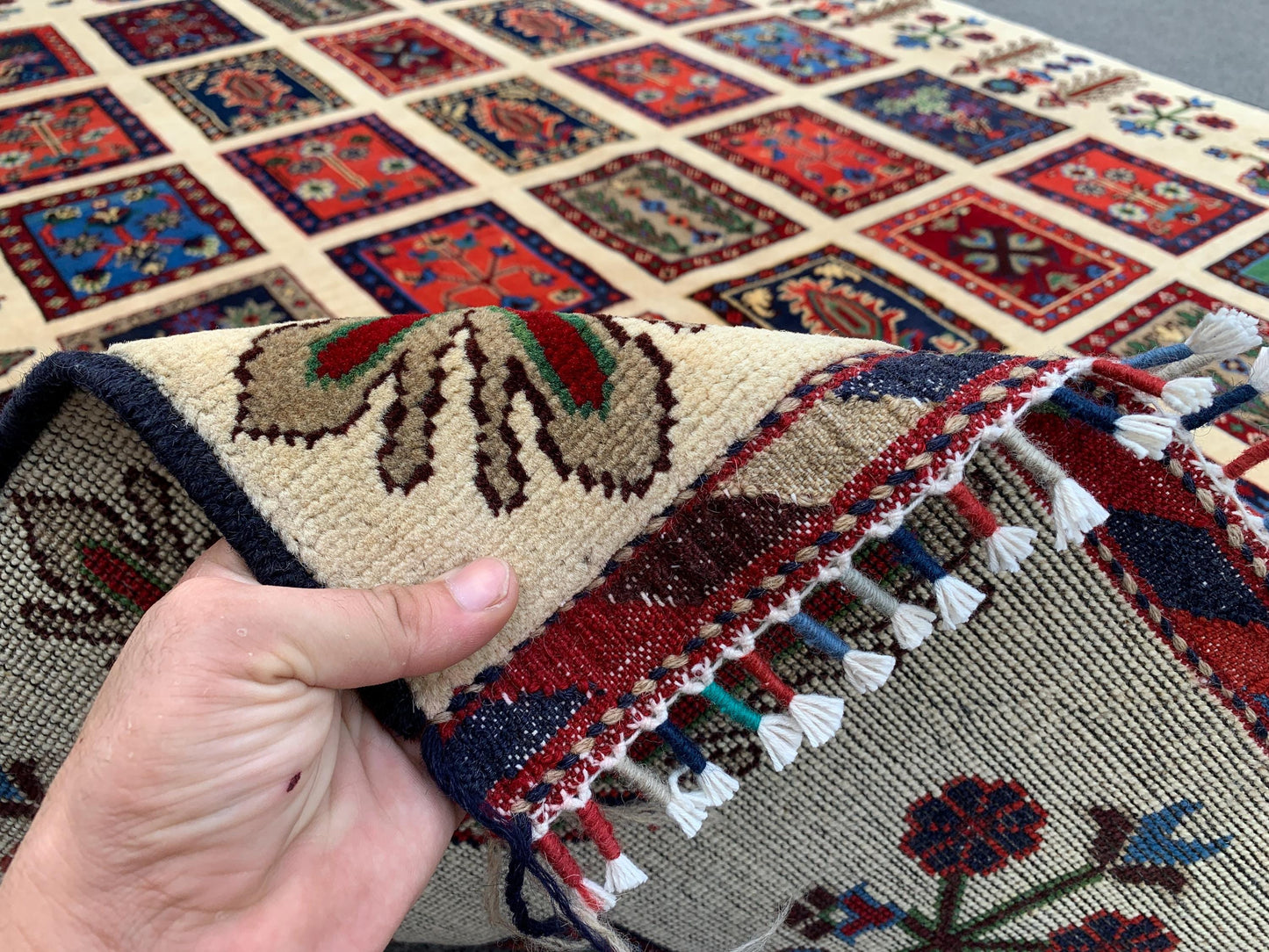 5x6 Ft Amazing Afghan Rug, Natural Hand Knotted Rug, Checkered Floral design Rug, Good Pile Rug, Oriental Wool Rug, Bedroom Living Room Rug.