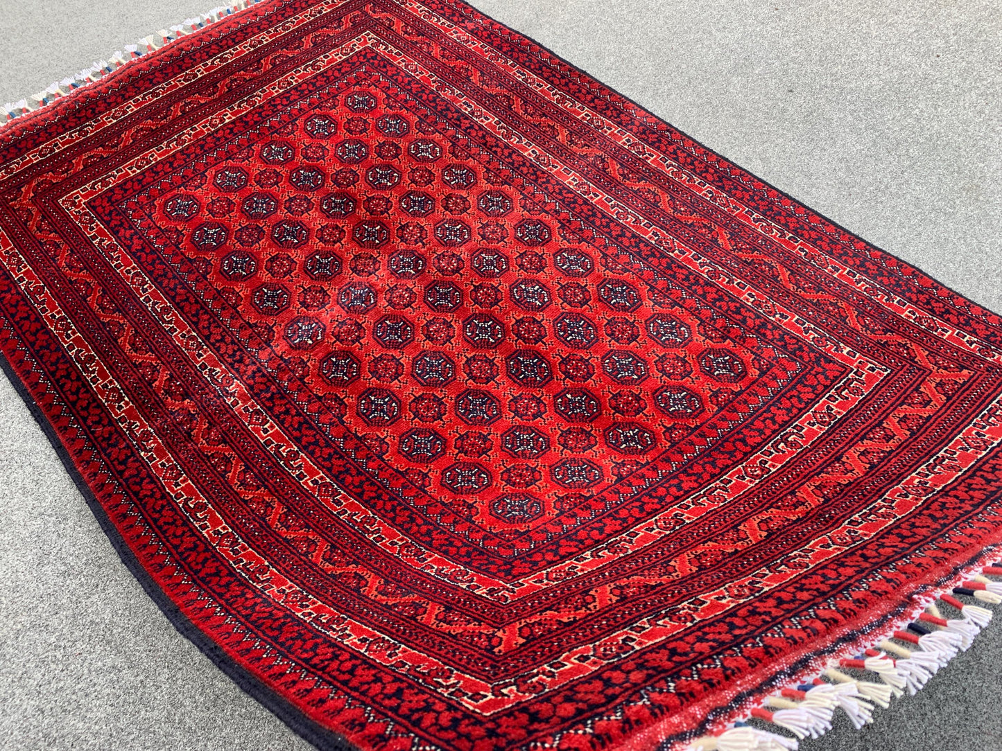 3x5 Ft Amazing Red Khoja Roshni Rug, Afghan Handmade Wool Rug, Oriental Area Rug, Home Decoration Rug, Rugs for Bedroom Kitchen Hallway Rug.