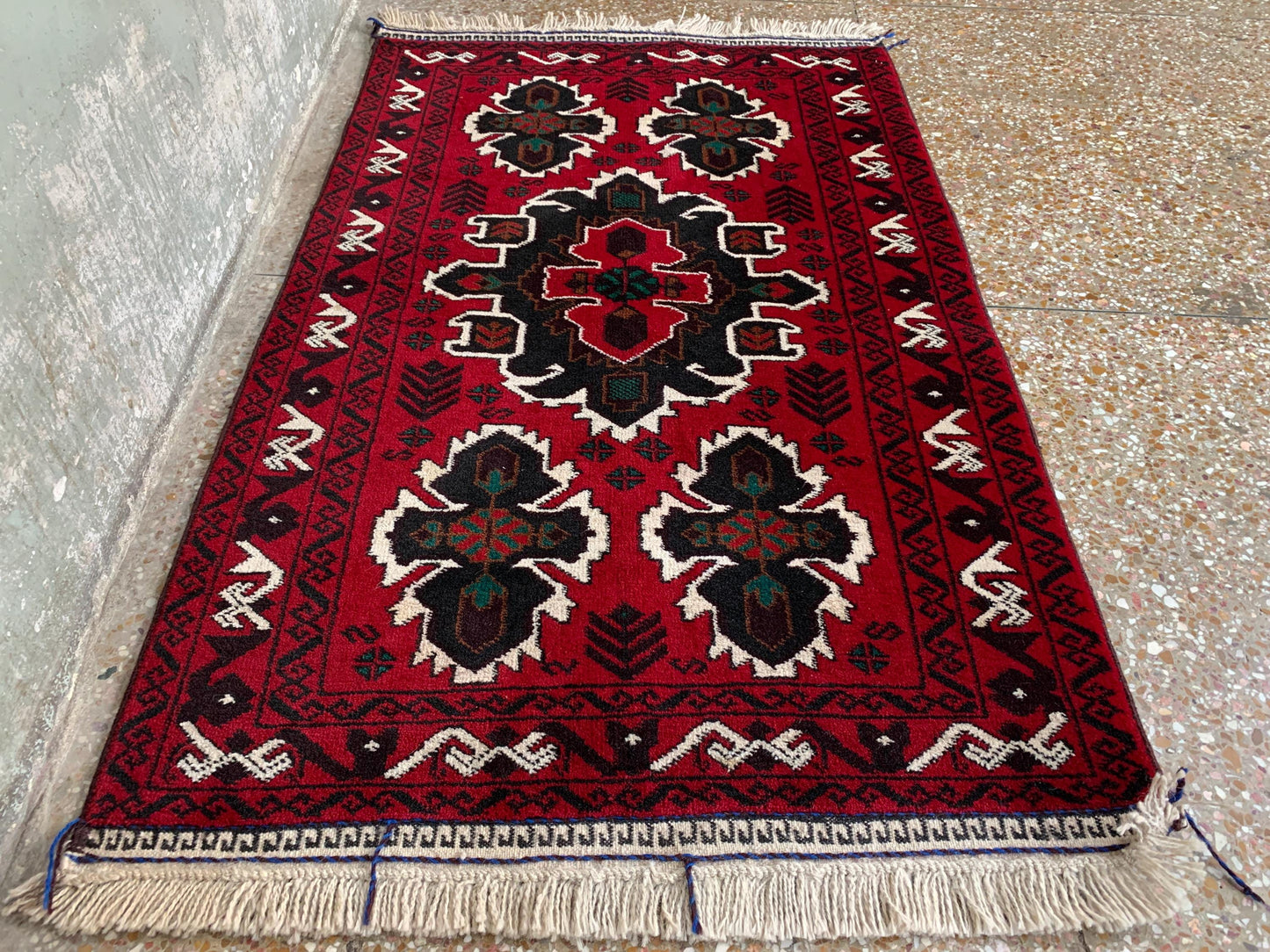 3x5 Ft Vintage Rug, Afghan Handmade Wool Rug, Geometric Area Rug, Oriental Turkmen Rug, Antique Tribal Rug, Rugs for Bedroom Hallway Rug etc